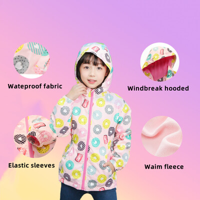 Dubbped Copii Fete Unicorn Violet Jachetă de ploaie Jachetă rezistentă la apă Cu glugă ușoară Pelerina de ploaie căptușită caldă Jachete de vânt 3-12 ani