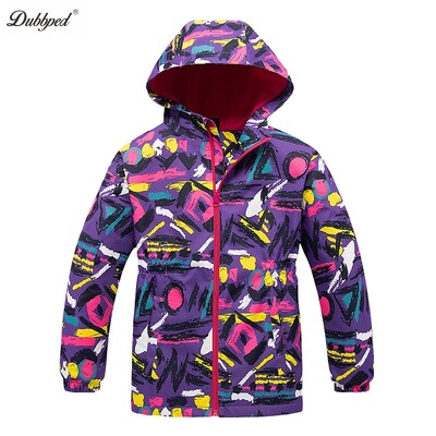 Dubbped Copii Fete Unicorn Violet Jachetă de ploaie Jachetă rezistentă la apă Cu glugă ușoară Pelerina de ploaie căptușită caldă Jachete de vânt 3-12 ani