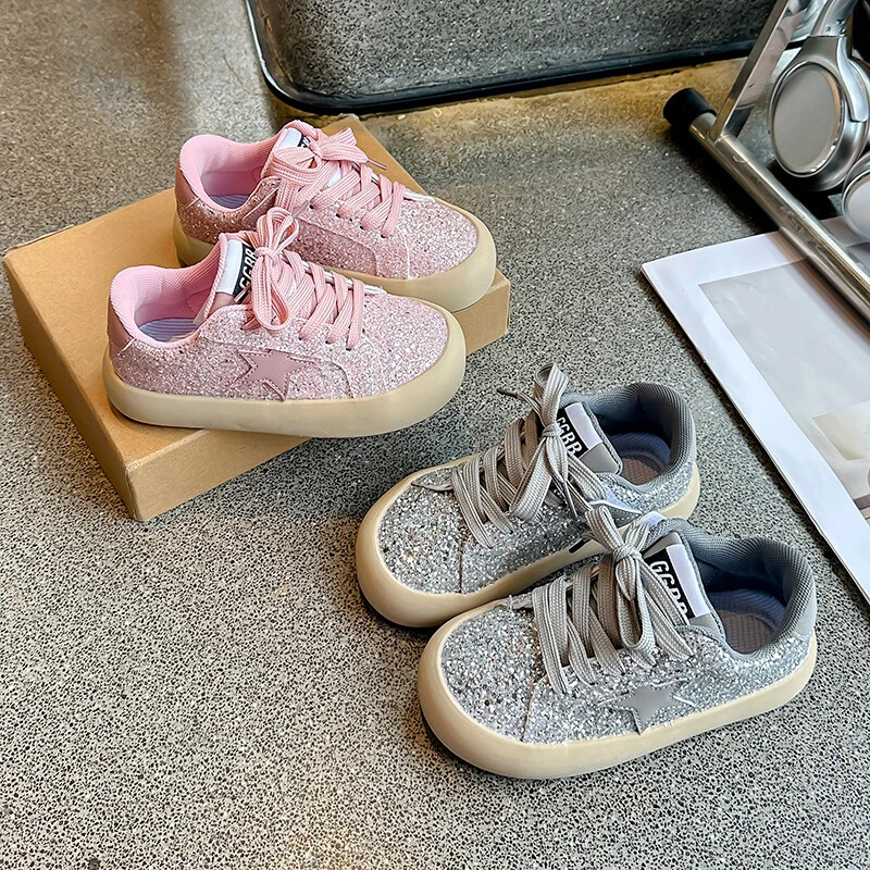 Pantofi copii pentru fete pantofi moi paiete diamant stele pantofi sport pentru alergare copii plat ocazional bebeluș copil mic pantofi în aer liber