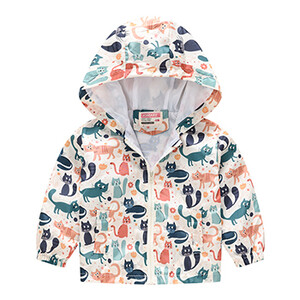 Jachetă ocazională cu mânecă lungă pentru fete, drăguț cu desene animate, jachetă pentru copii, cu glugă, impermeabilă, haine pentru copii, haine pentru fetițe