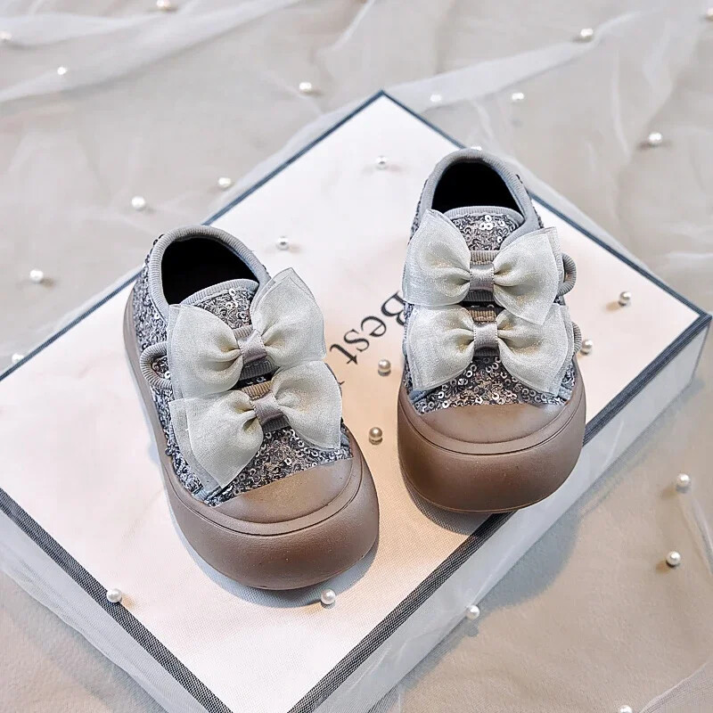 Primavara Toamna Pantofi Copii Paiete Versatili Fete Pantofi Causal Moda Bowknot Copii Pantofi cu fund gros Patchwork Anti-alunecare