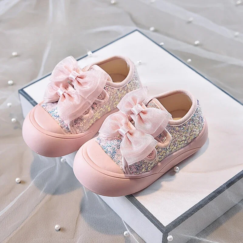 Primavara Toamna Pantofi Copii Paiete Versatili Fete Pantofi Causal Moda Bowknot Copii Pantofi cu fund gros Patchwork Anti-alunecare