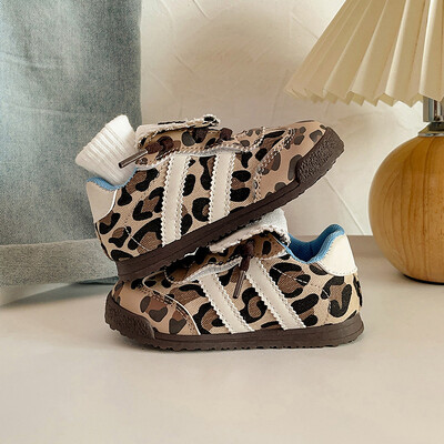 Αθλητικά πάνινα παπούτσια μόδας με Leopard Παιδική μόδα Casual Παιδική Πλατφόρμα Αθλητικά παπούτσια με ρίγες Χαμηλά άνετα βουλκανιζέ πάνινα παπούτσια