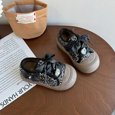 Κοριτσίστικα Princess Soft άνετα επιτραπέζια παπούτσια με φιόγκο Αντιολισθητικά casual φθινόπωρο 2024 Νέα παιδικά παπούτσια από καμβά 1-6 ετών