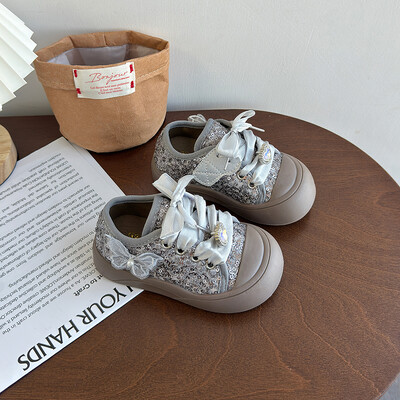 Κοριτσίστικα Princess Soft άνετα επιτραπέζια παπούτσια με φιόγκο Αντιολισθητικά casual φθινόπωρο 2024 Νέα παιδικά παπούτσια από καμβά 1-6 ετών