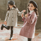 Μάλλινα παλτό για κορίτσια Baby Winter Cute Outerwear 2023 New Children Casual jack Παιδικό Φθινοπωρινό Πανωφόρι Μονόχρωμο Ανεμοδράστη