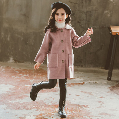 Μάλλινα παλτό για κορίτσια Baby Winter Cute Outerwear 2023 New Children Casual jack Παιδικό Φθινοπωρινό Πανωφόρι Μονόχρωμο Ανεμοδράστη