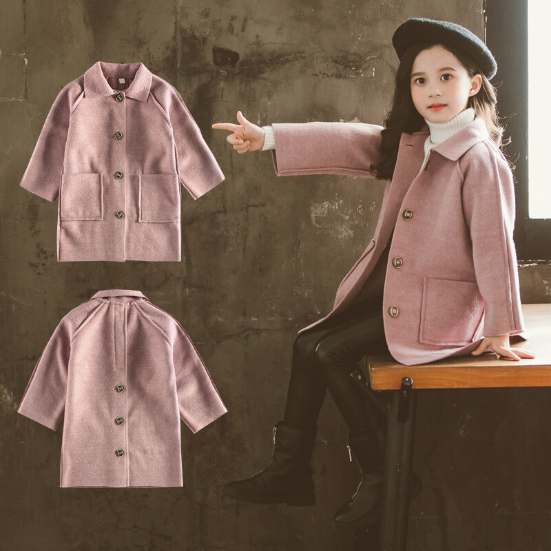 Μάλλινα παλτό για κορίτσια Baby Winter Cute Outerwear 2023 New Children Casual jack Παιδικό Φθινοπωρινό Πανωφόρι Μονόχρωμο Ανεμοδράστη