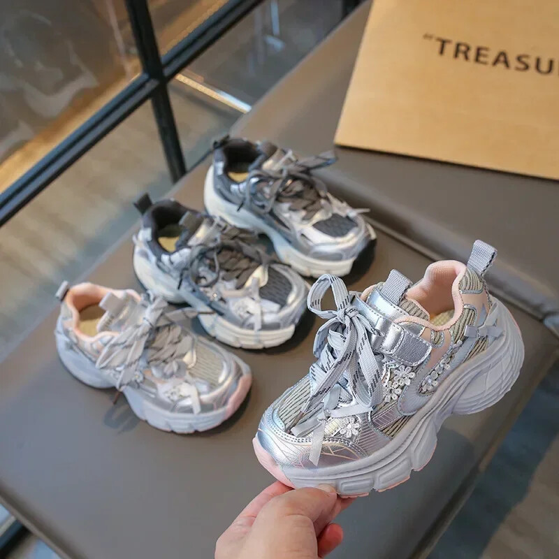 Nove tenisice za djevojčice iz 2024. Deblje dno Neklizajuće dječje tenisice Modne nove dječje sportske cipele za djecu, svestrane, debele