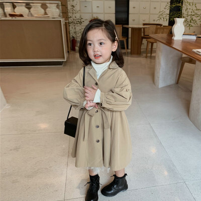 Fashion Children Windbreaker 2023 Άνοιξη φθινόπωρο Κορεατική Trench Παιδικά κορίτσια Khaki Trench Coat Εξωτερικά ρούχα Princess Outer Clothing
