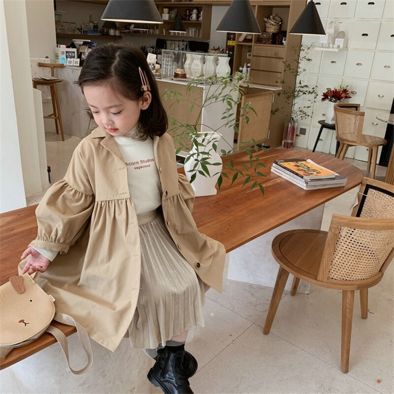 Fashion Children Windbreaker 2023 Άνοιξη φθινόπωρο Κορεατική Trench Παιδικά κορίτσια Khaki Trench Coat Εξωτερικά ρούχα Princess Outer Clothing