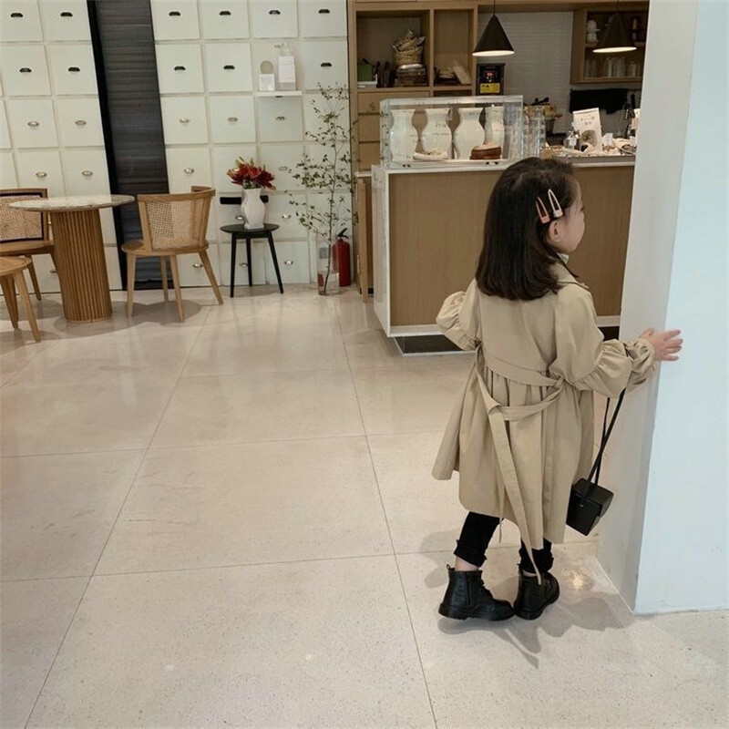 Fashion Children Windbreaker 2023 Άνοιξη φθινόπωρο Κορεατική Trench Παιδικά κορίτσια Khaki Trench Coat Εξωτερικά ρούχα Princess Outer Clothing