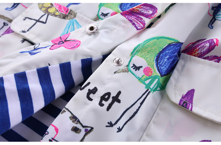 Neperšlampama striukė kūdikiams Vaikiški drabužiai Pavasariniai laisvalaikio mergaičių apsiaustai ilgomis rankovėmis Striukė su gėlių raštais Vaikiški džemperiai