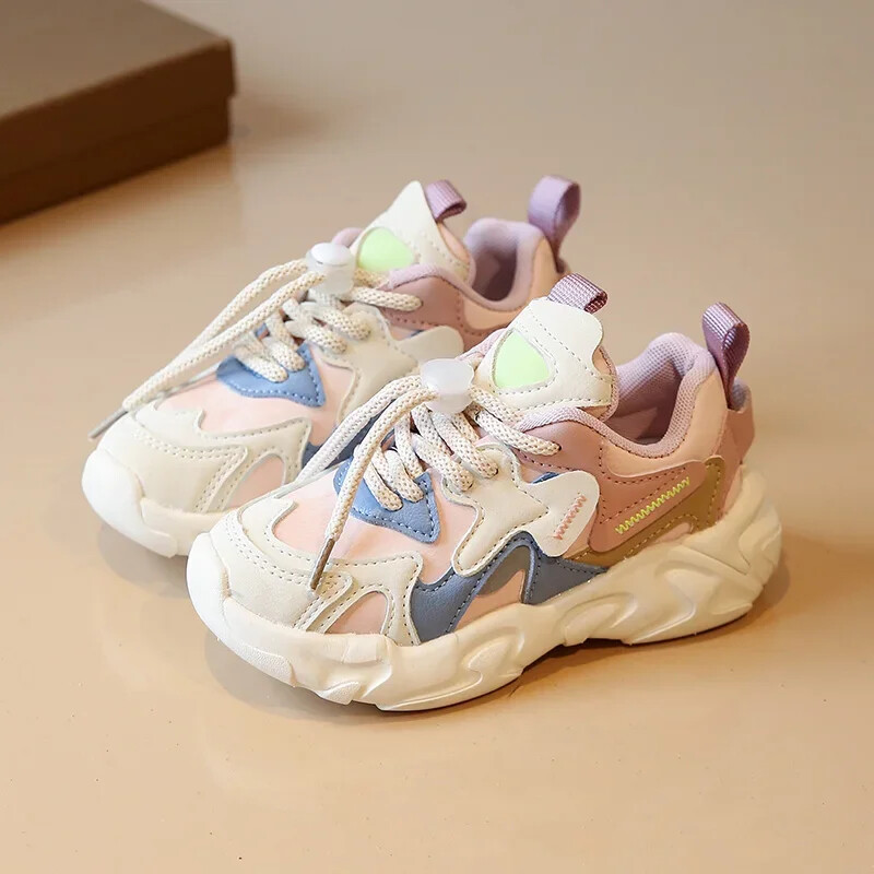 Bērnu modes kontrasta krāsa bērnu apavi zēniem skriešanas apavi meitenēm mīksta zole viegli ikdienas apavi ērti