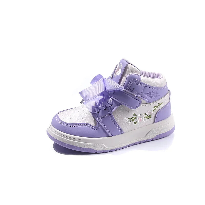 Αθλητικά παπούτσια για κορίτσια Ψηλά κορυφαία παιδικά παπούτσια μπάσκετ κεντημένα 2024 Νέα μόδα Παιδικά αθλητικά παπούτσια Κομψό Sweet Princess Style