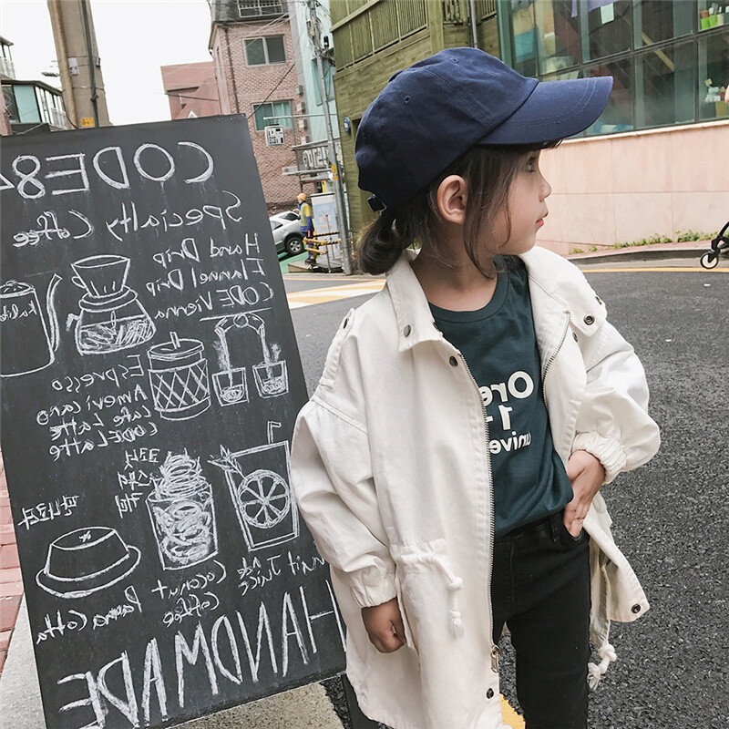 Proljeće-jesen u korejskom stilu Moda za djevojčice Ležerni dugi baloni 2-6 godina Dječji jednobojni široki kaput na vezivanje Dječje jakne