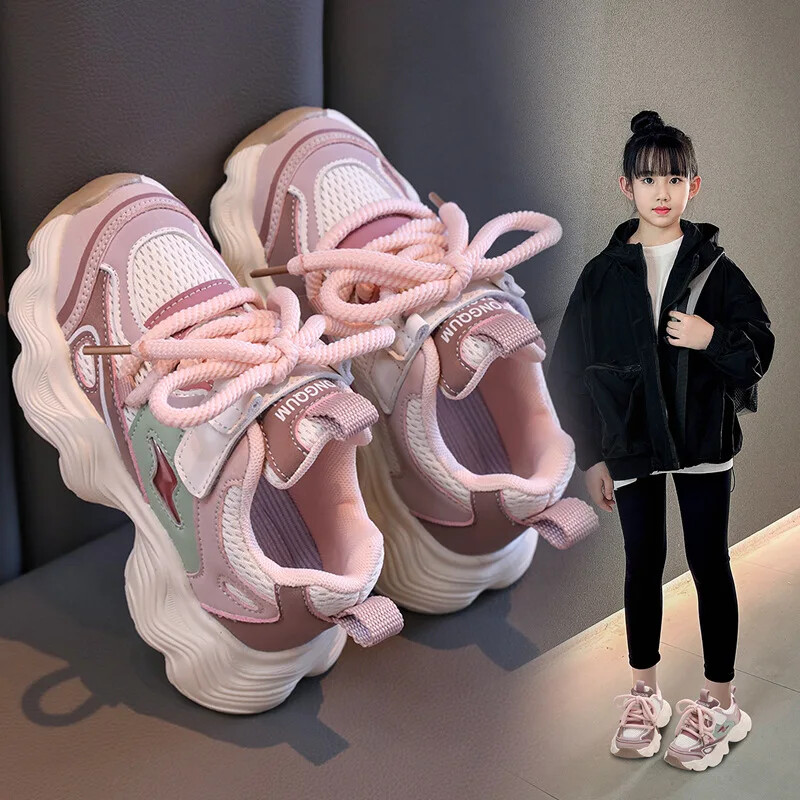 Παιδικά αθλητικά παπούτσια 2024 Φθινόπωρο/Χειμώνας για κορίτσια με δικτυωτή επιφάνεια αναπνεύσιμη πλατφόρμα Daddy Shoes Boys's Casual παπούτσια για τρέξιμο