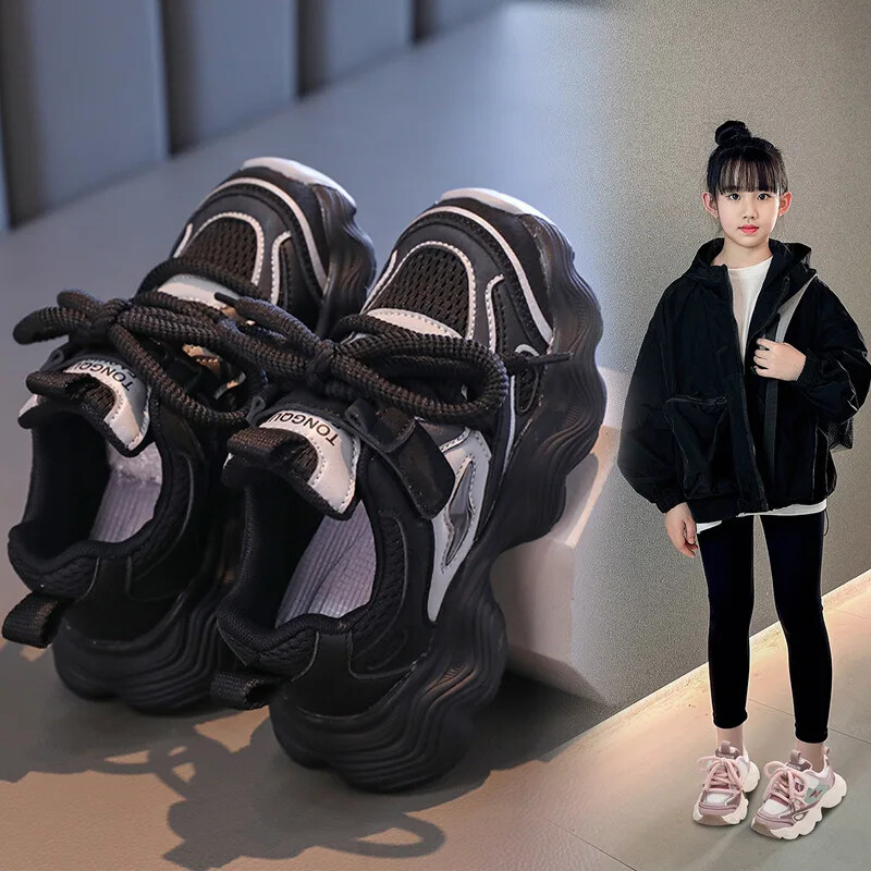 Παιδικά αθλητικά παπούτσια 2024 Φθινόπωρο/Χειμώνας για κορίτσια με δικτυωτή επιφάνεια αναπνεύσιμη πλατφόρμα Daddy Shoes Boys's Casual παπούτσια για τρέξιμο