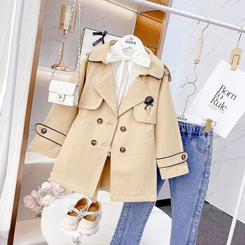 Baby Kids Fall Teenage Elegant Trench , Princess Kids Formal Lady Elegant Outwear 5-12T