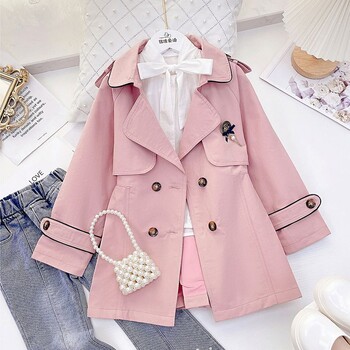 Baby Kids Fall Teenage Elegant Trench , Princess Kids Formal Lady Elegant Outwear 5-12T