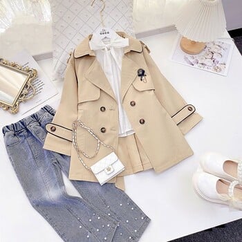 Baby Kids Fall Teenage Elegant Trench , Princess Kids Formal Lady Elegant Outwear 5-12T