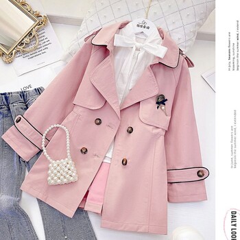 Baby Kids Fall Teenage Elegant Trench , Princess Kids Formal Lady Elegant Outwear 5-12T