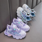 Παιδικά παπούτσια για τρέξιμο με περιστρεφόμενο κουμπί Αθλητικά παπούτσια για αγόρια για κορίτσια Χοντρή μαλακή σόλα 2024 Ολοκαίνουργια παιδικά αθλητικά παπούτσια ντεγκραντέ χρώμα