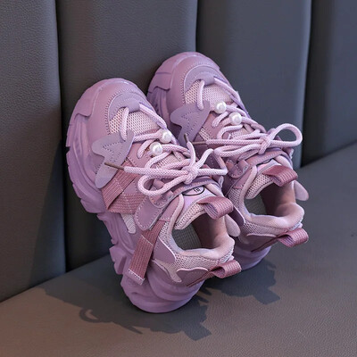 Pavasara rudens Jaunas bērnu kedas meitenēm Neslīdoši kupli maziem bērniem Causal Apavi Modes skola Daudzpusīgi Bērnu sporta apavi