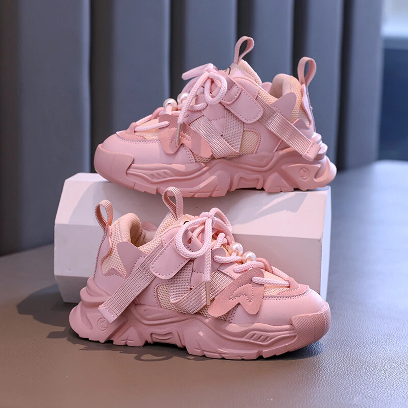 Pavasara rudens Jaunas bērnu kedas meitenēm Neslīdoši kupli maziem bērniem Causal Apavi Modes skola Daudzpusīgi Bērnu sporta apavi