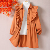 2024 m. Polo suknelė ilgomis rankovėmis Mergaičių paauglių drabužiai pavasariniai ir rudeniniai raukiniai paltai madingos vaikiškos suknelės 8 9 10 11 12 metų