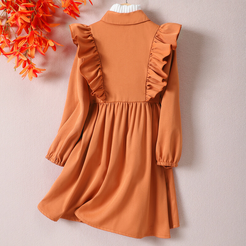 2024 m. Polo suknelė ilgomis rankovėmis Mergaičių paauglių drabužiai pavasariniai ir rudeniniai raukiniai paltai madingos vaikiškos suknelės 8 9 10 11 12 metų