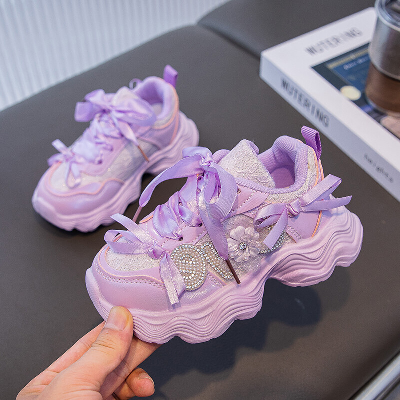 2024 sieviešu skriešanas apavi ar mīkstu zoli, bantīšu dizaineru tenisa apavi, stilīgi meiteņu sporta apavi, izmēri 26-37