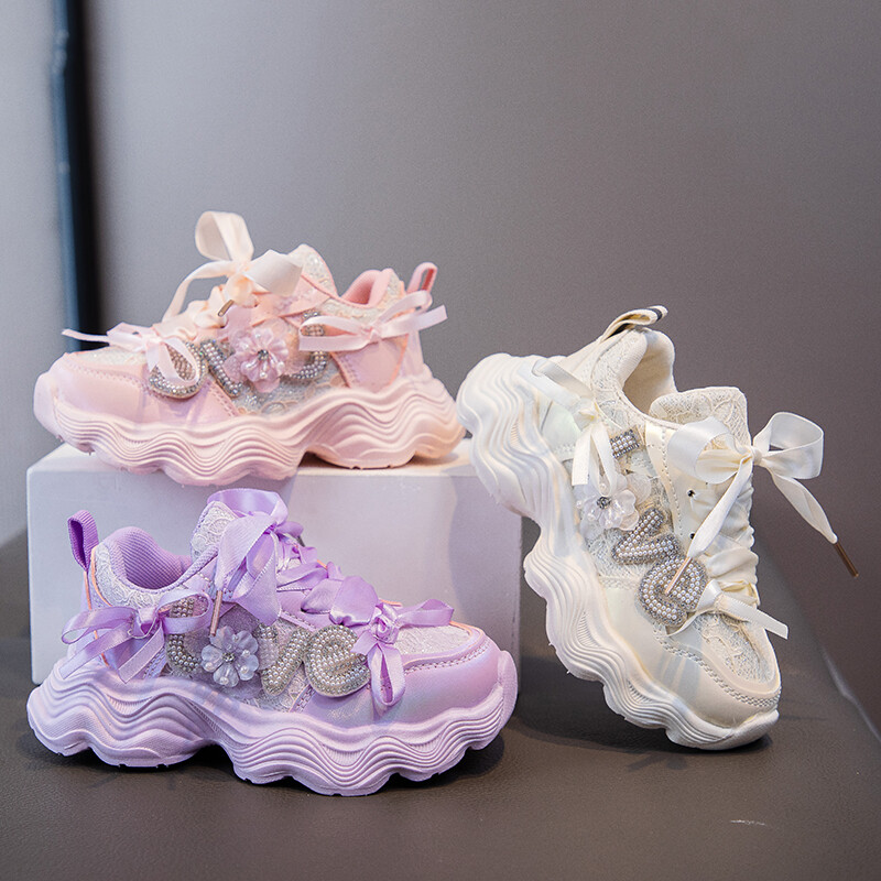 2024 sieviešu skriešanas apavi ar mīkstu zoli, bantīšu dizaineru tenisa apavi, stilīgi meiteņu sporta apavi, izmēri 26-37