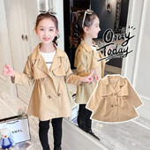 Trench pentru copii mici, din bumbac, pentru copii, primăvară, toamnă, moda pentru fetițe, jachetă dublu piept, ținute