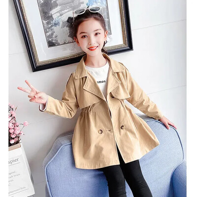 Trench pentru copii mici, din bumbac, pentru copii, primăvară, toamnă, moda pentru fetițe, jachetă dublu piept, ținute