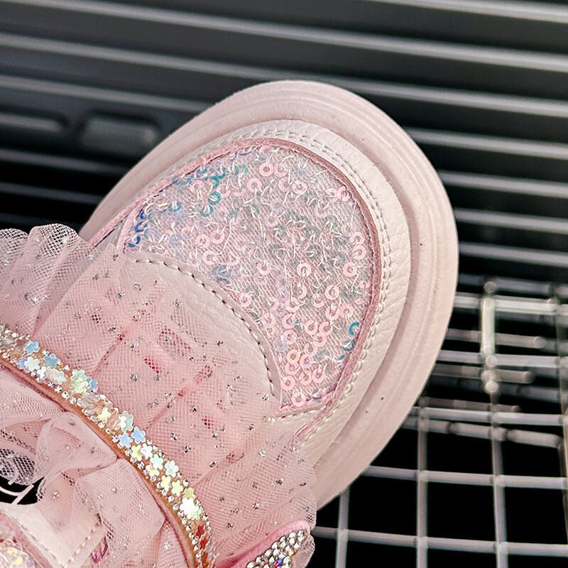 Bling Butterfly Toddker Αθλητικά παπούτσια για κορίτσια Princess Ruffles PU Παιδικά καθημερινά παπούτσια Hook Loop μαλακό κάτω μέρος παιδικά αθλητικά παπούτσια