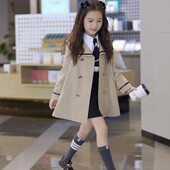 Καμπαρντίνα για κορίτσια Sailor Collar 2023 Άνοιξη Φθινόπωρο Preppy Στυλ Διπλό Κορεάτικο Μεσαίο μοντέρνο 5-12 ετών