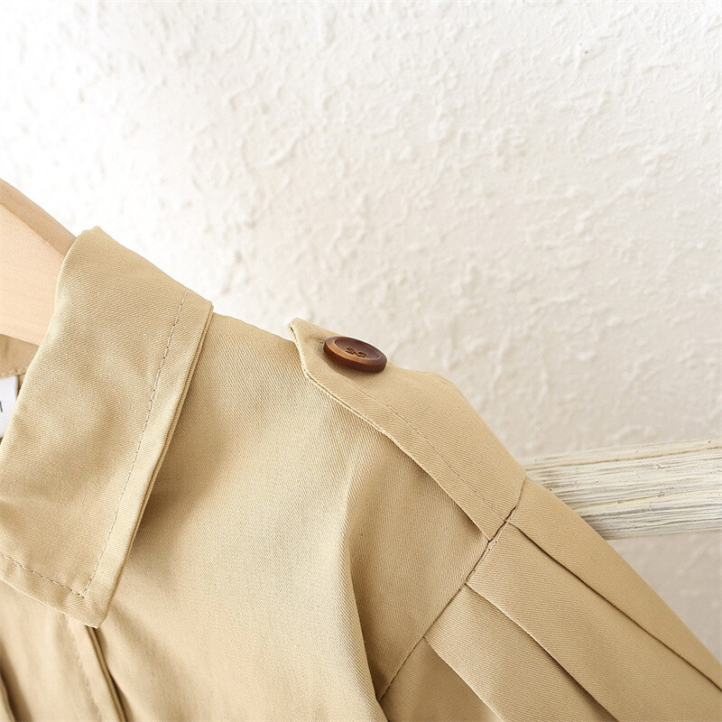 Καμπαρντίνα Αγγλικά Στυλ Μπουφάν για κορίτσια Μωρό χαριτωμένο γυριστό κολάρο Παιδικό μακρύ αντιανεμικό casual εξωτερικά ρούχα 1-4 ετών