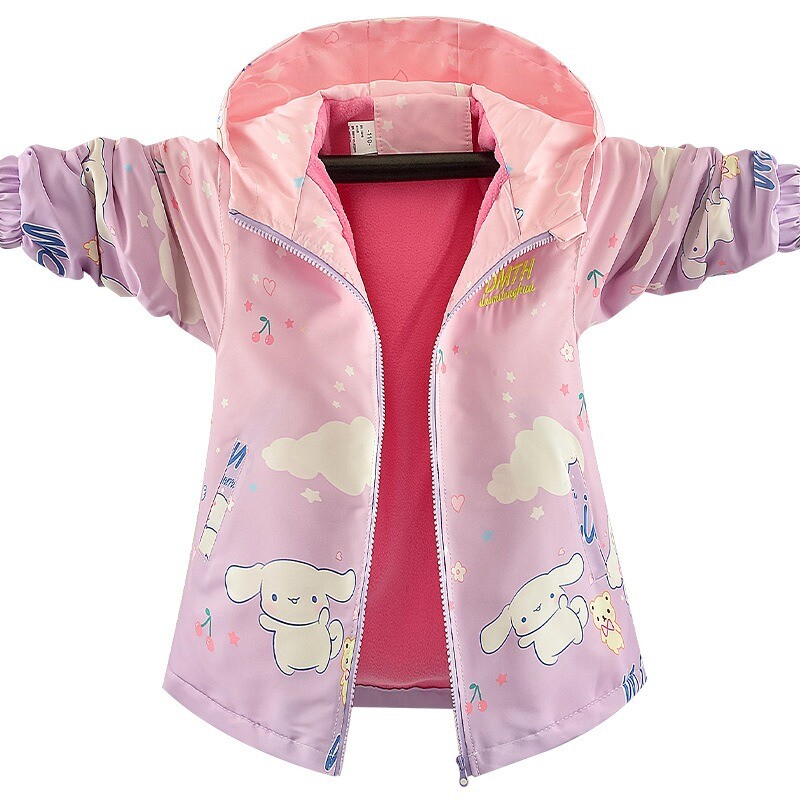 Lány felsőruházat Gyerek széldzseki Plus Polár Grab Polár széldzseki Tavaszi és őszi integrált polár felső rajzfilm