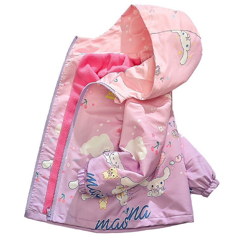 Lány felsőruházat Gyerek széldzseki Plus Polár Grab Polár széldzseki Tavaszi és őszi integrált polár felső rajzfilm