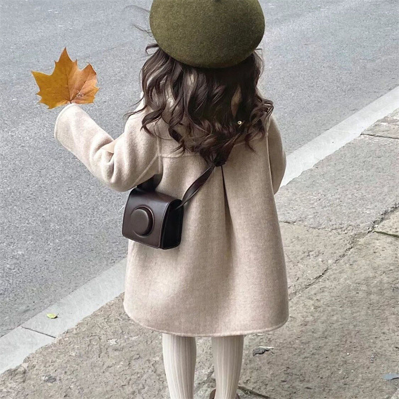 Meiteņu vilnas mētelis virsjaka jaka pret vēju virsdrēbes 2024 Skaisti biezi ziemas siltie sniega tērpi Ziemassvētku dāvana bērniem Clo