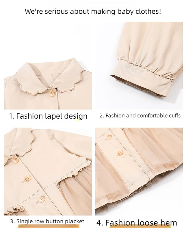 2024 Άνοιξη και φθινόπωρο για κορίτσια Παιδική μόδα μακρυμάνικο πέτο με κουμπιά με ματισμένο πέτο Ανεμοδαρικό παλτό Βρεφικά ρούχα 1-6Y