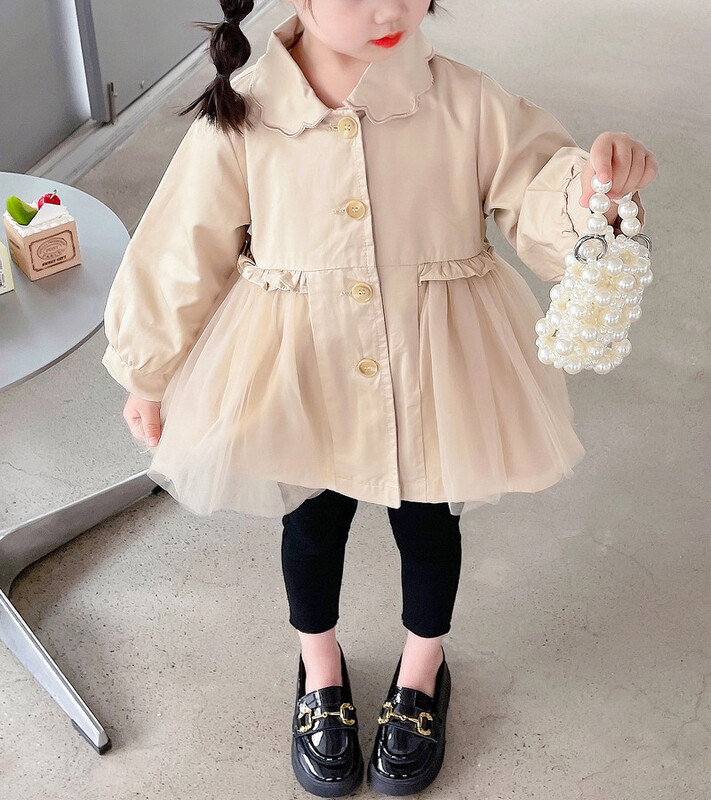 2024 Άνοιξη και φθινόπωρο για κορίτσια Παιδική μόδα μακρυμάνικο πέτο με κουμπιά με ματισμένο πέτο Ανεμοδαρικό παλτό Βρεφικά ρούχα 1-6Y