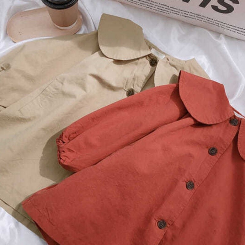 Mergaičių nuo vėjo apsaugantis paltas Paltas Striukė Viršutiniai drabužiai 2024 m. raudono pavasario rudens medvilnės mokyklos lauko paauglių vaikiški drabužiai