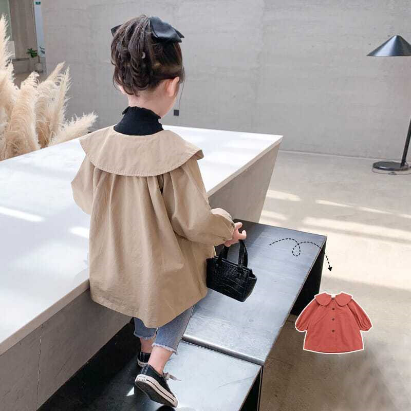 Mergaičių nuo vėjo apsaugantis paltas Paltas Striukė Viršutiniai drabužiai 2024 m. raudono pavasario rudens medvilnės mokyklos lauko paauglių vaikiški drabužiai