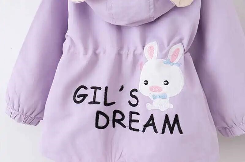 Anglijos stiliaus vėjo striukė mergaičių animacinių filmų triušių paltai 1-6 m mergaičių pavasario rudens paltai Vaikiški laisvalaikio drabužiai