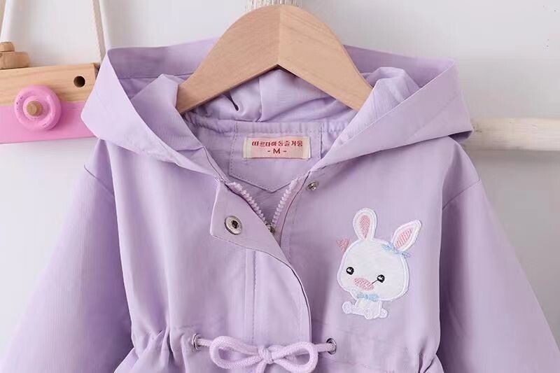 Anglijos stiliaus vėjo striukė mergaičių animacinių filmų triušių paltai 1-6 m mergaičių pavasario rudens paltai Vaikiški laisvalaikio drabužiai