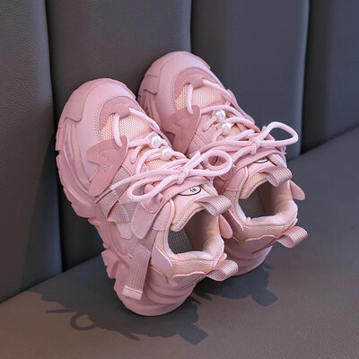 Pantofi pentru fete Pantofi noi de baschet grosi pentru copii Culoare uni Versatili Copii Scoala Cauzali Pantofi sport Moda Timp liber