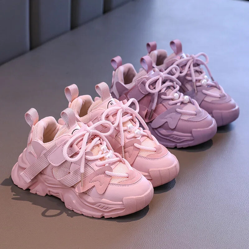 Pantofi pentru fete Pantofi noi de baschet grosi pentru copii Culoare uni Versatili Copii Scoala Cauzali Pantofi sport Moda Timp liber