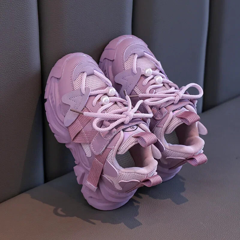 Pantofi pentru fete Pantofi noi de baschet grosi pentru copii Culoare uni Versatili Copii Scoala Cauzali Pantofi sport Moda Timp liber